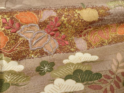 平和屋着物●豪華色留袖　駒刺繍　吉祥文　正絹　逸品　AABK1864ck