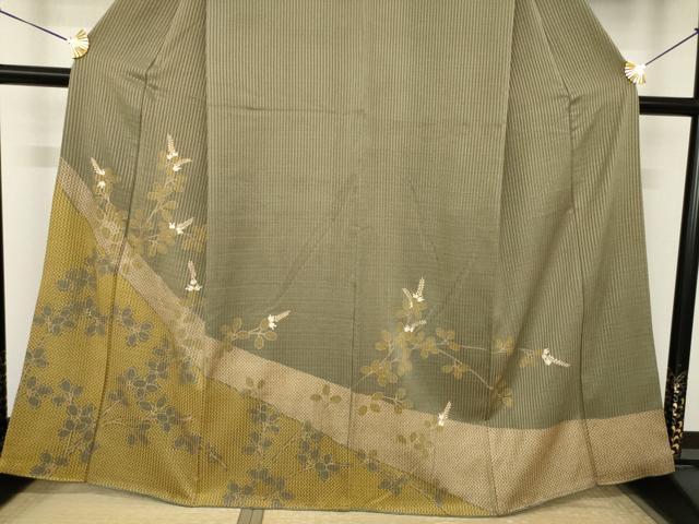 平和屋着物●訪問着　枝花文　金彩　正絹　逸品　AABK1867ck