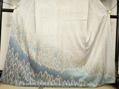 平和屋着物●名門　藤娘きぬたや・杢目絞り　訪問着　樹林文　正絹　逸品　AABK1868ck