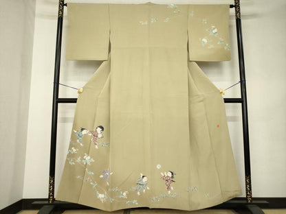 平和屋着物●訪問着　友禅　作家物　童子　正絹　逸品　AABK1873ck