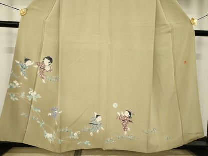 平和屋着物●訪問着　友禅　作家物　童子　正絹　逸品　AABK1873ck