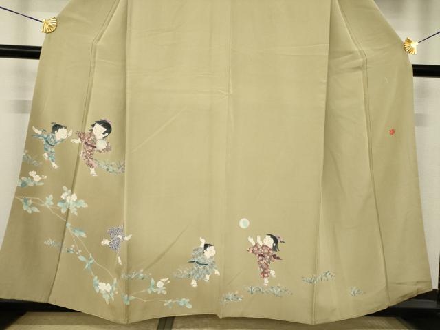 平和屋着物●訪問着　友禅　作家物　童子　正絹　逸品　AABK1873ck