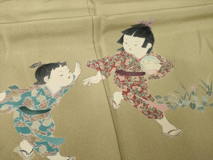 平和屋着物●訪問着　友禅　作家物　童子　正絹　逸品　AABK1873ck