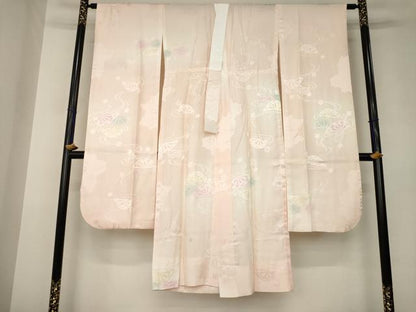 平和屋着物●振袖用長襦袢　無双仕立て　片輪車流水地紋　暈し染め　正絹　逸品　AABK1877ck