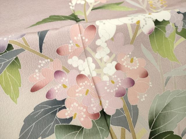 平和屋着物●訪問着　友禅　作家物　草花文　暈し染め　ロング丈　正絹　逸品　AABK1879ck