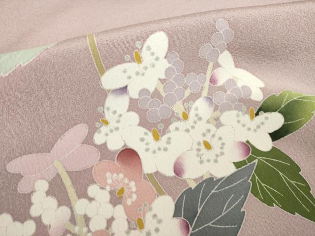 平和屋着物●訪問着　友禅　作家物　草花文　暈し染め　ロング丈　正絹　逸品　AABK1879ck