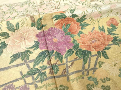 平和屋着物●色留訪問着　寿光織　風景花文　正絹　逸品　AABK1883ck