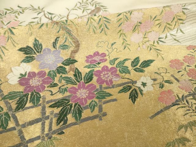 平和屋着物●色留訪問着　寿光織　風景花文　正絹　逸品　AABK1883ck