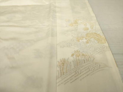 平和屋着物●色留訪問着　寿光織　風景花文　正絹　逸品　AABK1883ck
