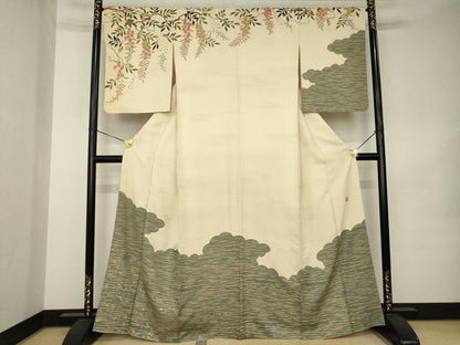 平和屋着物●ファッションデザイナー 花井幸子　訪問着　雲重ね文　正絹　逸品　AABK1884ck