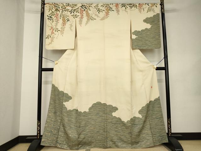 平和屋着物●ファッションデザイナー 花井幸子　訪問着　雲重ね文　正絹　逸品　AABK1884ck