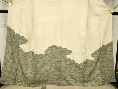 平和屋着物●ファッションデザイナー 花井幸子　訪問着　雲重ね文　正絹　逸品　AABK1884ck