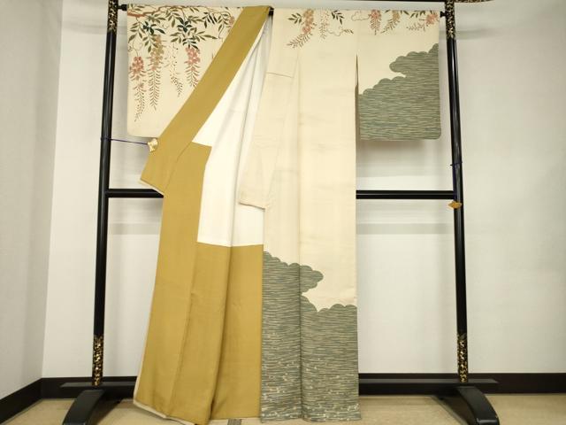 平和屋着物●ファッションデザイナー 花井幸子　訪問着　雲重ね文　正絹　逸品　AABK1884ck
