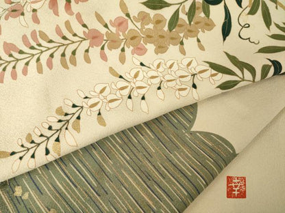 平和屋着物●ファッションデザイナー 花井幸子　訪問着　雲重ね文　正絹　逸品　AABK1884ck