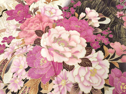 平和屋着物●豪華振袖　刺繍　舞花文　ラインストーン　銀通し地　ロング丈　正絹　逸品　AABK1885ck