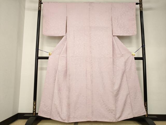 平和屋着物●上質な色無地　小花地紋　薄柿色　正絹　逸品　AABK1888ck