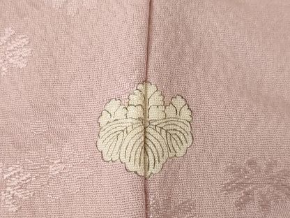 平和屋着物●上質な色無地　小花地紋　薄柿色　正絹　逸品　AABK1888ck