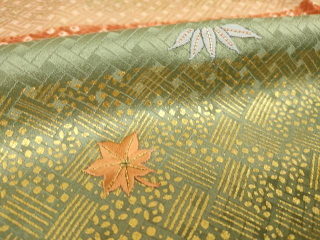 平和屋着物●訪問着　刺繍　扇面花丸文　金彩　正絹　逸品　AABK1889ck