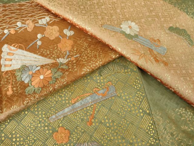 平和屋着物●訪問着　刺繍　扇面花丸文　金彩　正絹　逸品　AABK1889ck