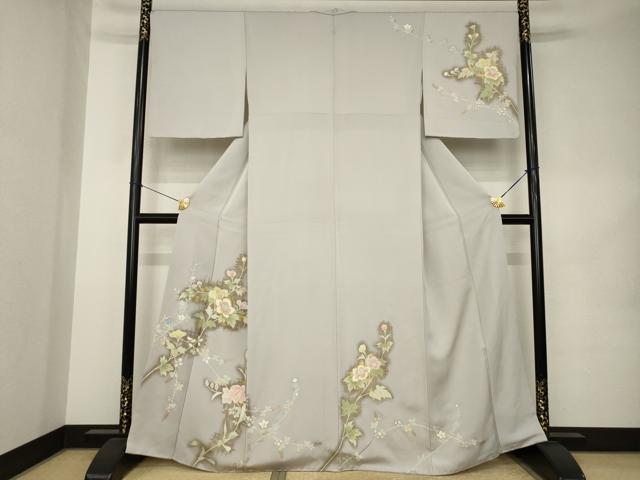 平和屋着物●訪問着　草花文　正絹　逸品　AABK1891ck