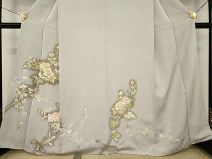 平和屋着物●訪問着　草花文　正絹　逸品　AABK1891ck