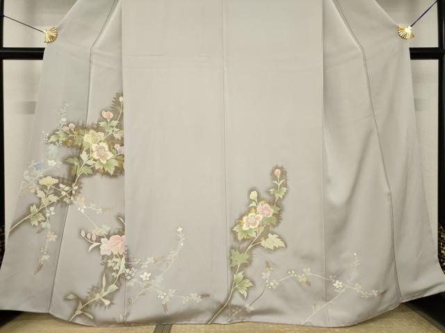 平和屋着物●訪問着　草花文　正絹　逸品　AABK1891ck