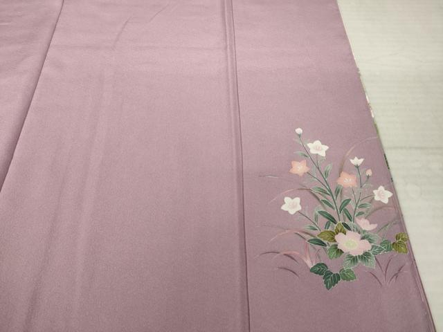平和屋着物●訪問着　友禅　作家物　遠山草花文　暈し染め　正絹　逸品　AABK1892ck