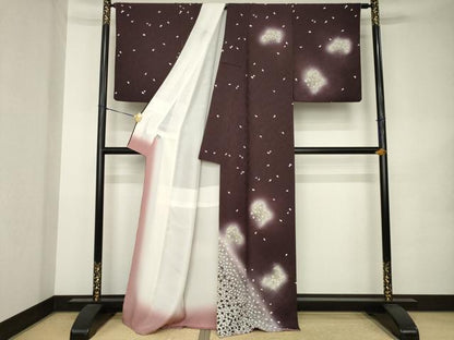 平和屋着物●訪問着　舞桜　暈し染め　金彩　正絹　逸品　AABK1893ck