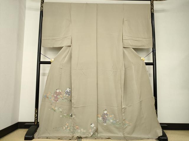 平和屋着物●色留訪問着　寿光織　童子　仮絵羽　正絹　逸品　未使用　AABK1896ck