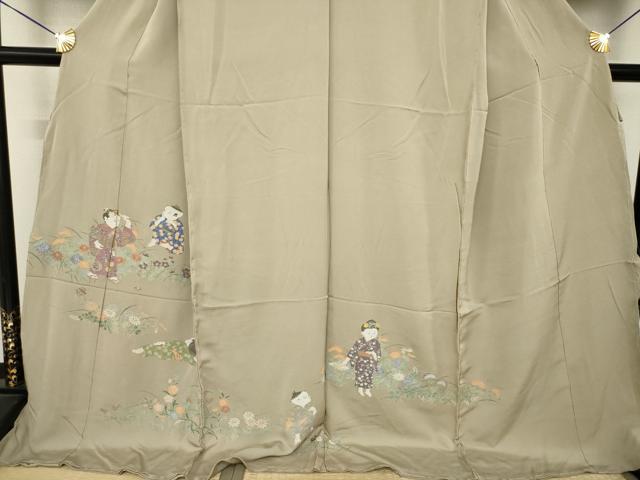 平和屋着物●色留訪問着　寿光織　童子　仮絵羽　正絹　逸品　未使用　AABK1896ck