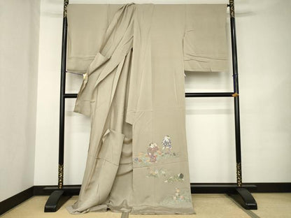 平和屋着物●色留訪問着　寿光織　童子　仮絵羽　正絹　逸品　未使用　AABK1896ck