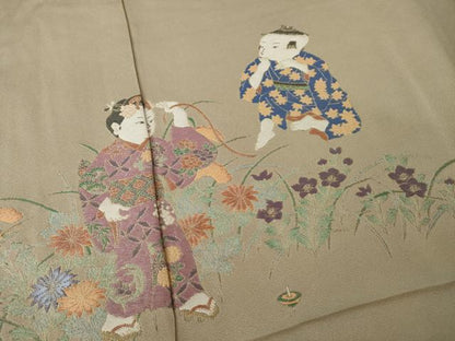 平和屋着物●色留訪問着　寿光織　童子　仮絵羽　正絹　逸品　未使用　AABK1896ck