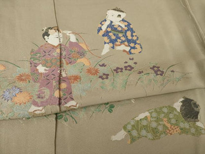 平和屋着物●色留訪問着　寿光織　童子　仮絵羽　正絹　逸品　未使用　AABK1896ck