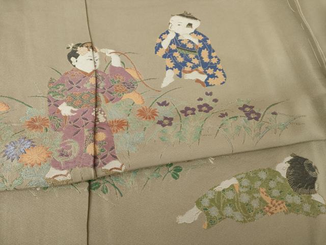 平和屋着物●色留訪問着　寿光織　童子　仮絵羽　正絹　逸品　未使用　AABK1896ck