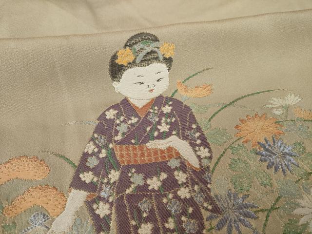 平和屋着物●色留訪問着　寿光織　童子　仮絵羽　正絹　逸品　未使用　AABK1896ck
