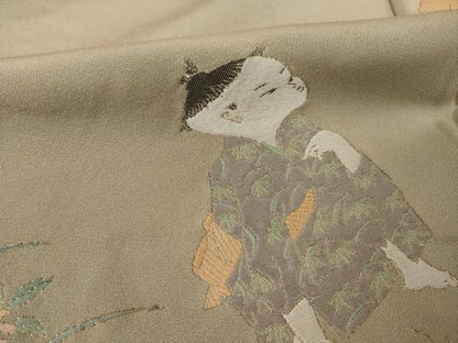 平和屋着物●色留訪問着　寿光織　童子　仮絵羽　正絹　逸品　未使用　AABK1896ck