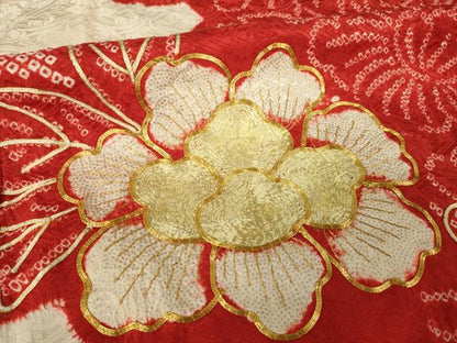 平和屋着物●豪華振袖　総絞り　駒刺繍　舞花文　正絹　逸品　AABK1897ck