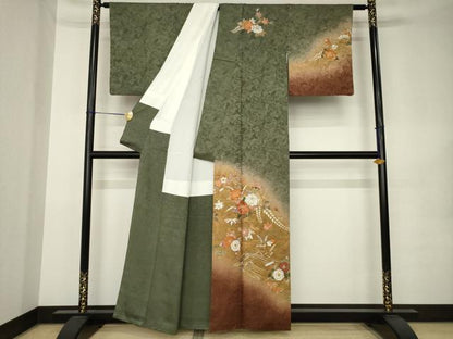平和屋着物●訪問着　辻が花　舞花文　暈し染め　金彩　正絹　逸品　AABK1900ck