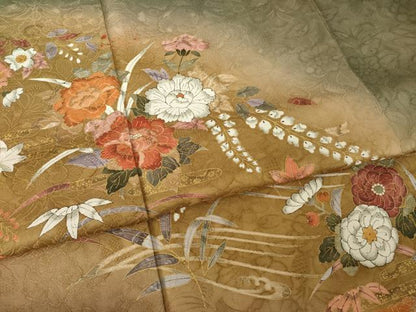 平和屋着物●訪問着　辻が花　舞花文　暈し染め　金彩　正絹　逸品　AABK1900ck