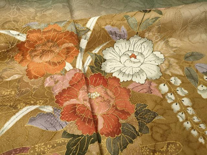平和屋着物●訪問着　辻が花　舞花文　暈し染め　金彩　正絹　逸品　AABK1900ck