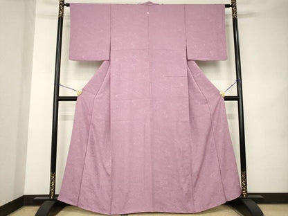 平和屋着物●上質な色無地　流水地紋　紅藤色　正絹　逸品　AABK1902ck
