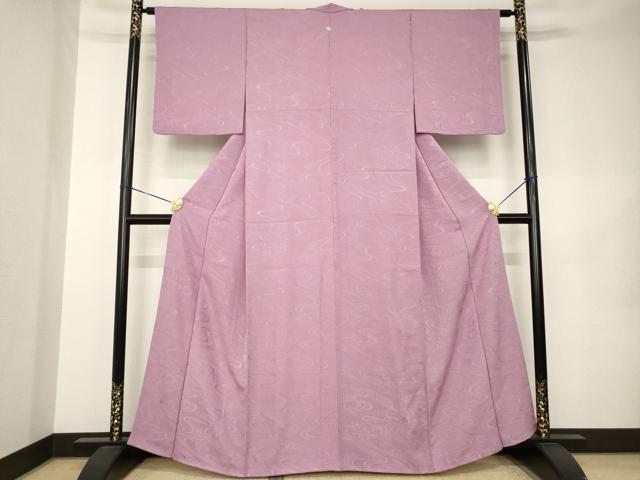 平和屋着物●上質な色無地　流水地紋　紅藤色　正絹　逸品　AABK1902ck