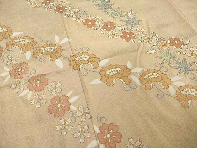 平和屋着物●訪問着　駒刺繍　花唐草文　正絹　逸品　AABK1904ck