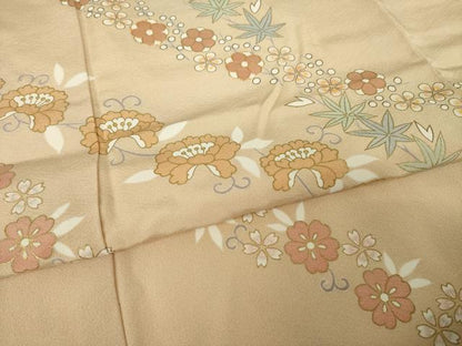 平和屋着物●訪問着　駒刺繍　花唐草文　正絹　逸品　AABK1904ck