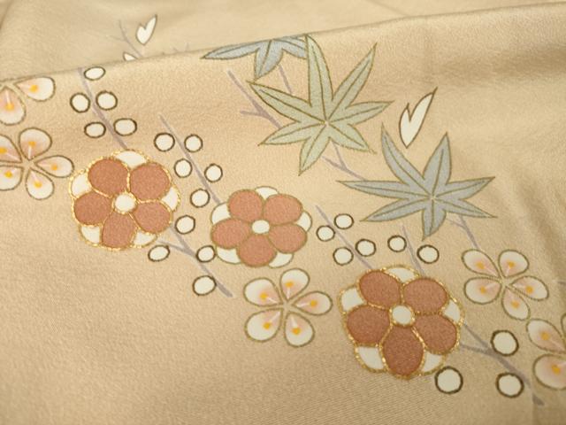 平和屋着物●訪問着　駒刺繍　花唐草文　正絹　逸品　AABK1904ck
