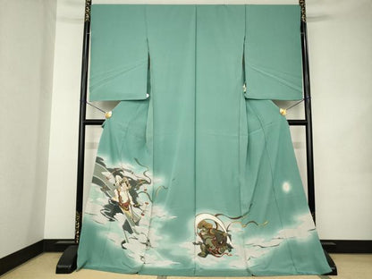 平和屋着物●三代目　根津栄一　色留袖　根善　風神雷神　仮絵羽　正絹　逸品　未使用　AABK1905ck