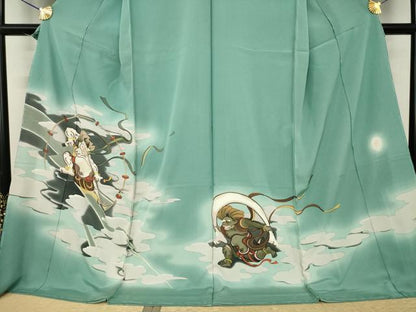 平和屋着物●三代目　根津栄一　色留袖　根善　風神雷神　仮絵羽　正絹　逸品　未使用　AABK1905ck