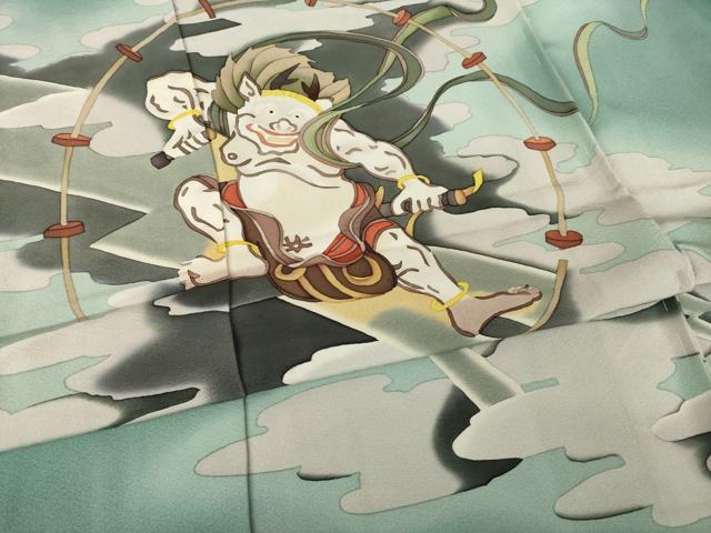 平和屋着物●三代目　根津栄一　色留袖　根善　風神雷神　仮絵羽　正絹　逸品　未使用　AABK1905ck