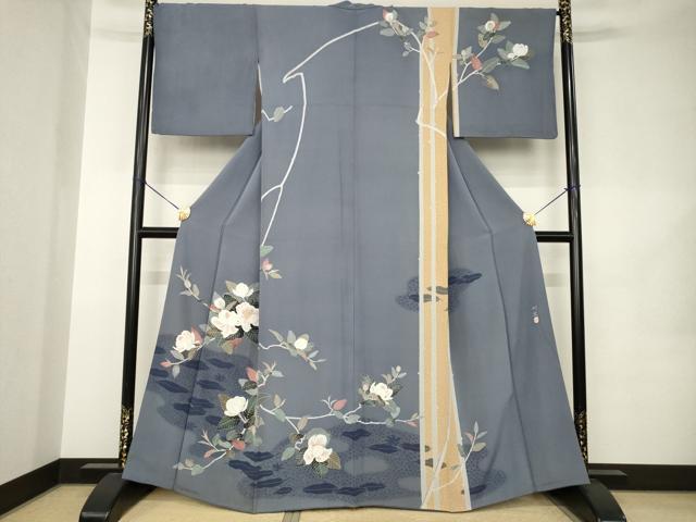 平和屋着物●本加賀友禅作家　木村州宏　訪問着　枝花文　正絹　逸品　AABK1907ck