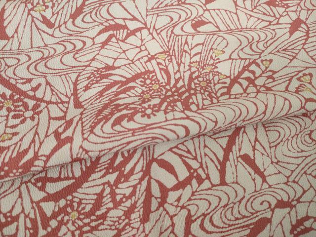 平和屋着物●稲垣稔次郎画　小紋　型染め　流水草花文　正絹　逸品　AABK1909ck